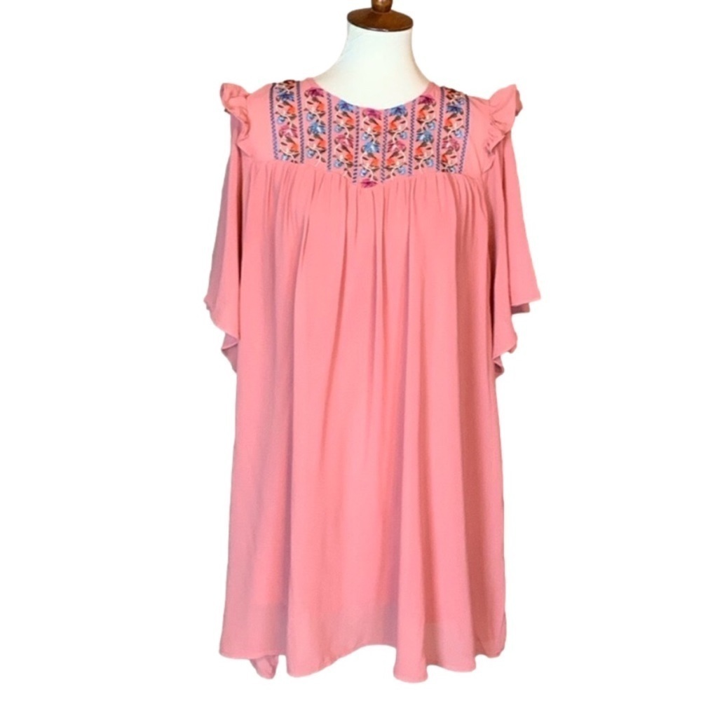 Entro embroidered mini dress Size Large New